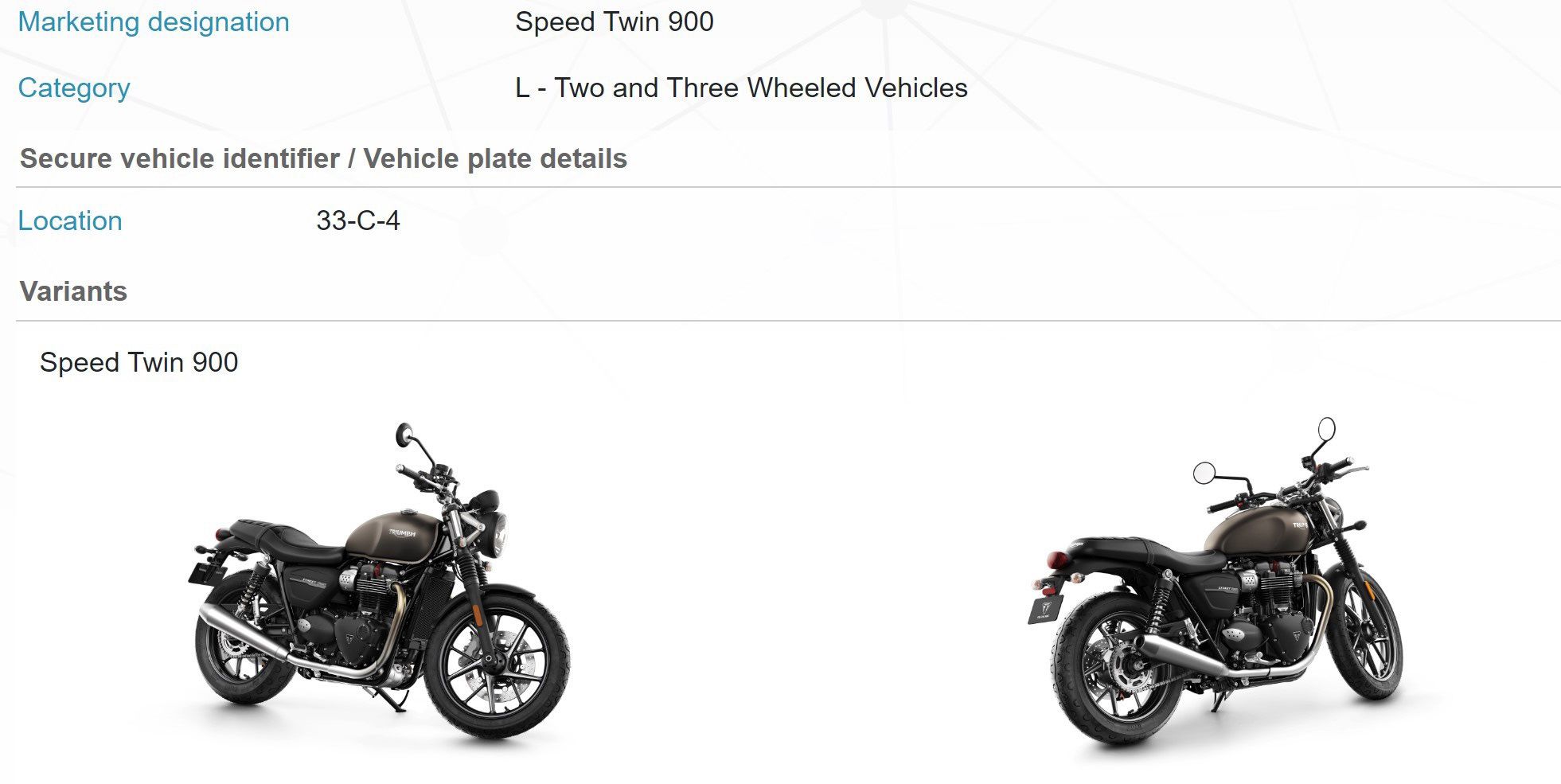 De même, il s'agit du document officiel pour le changement de nom de Street Twin à Speed Twin 900.